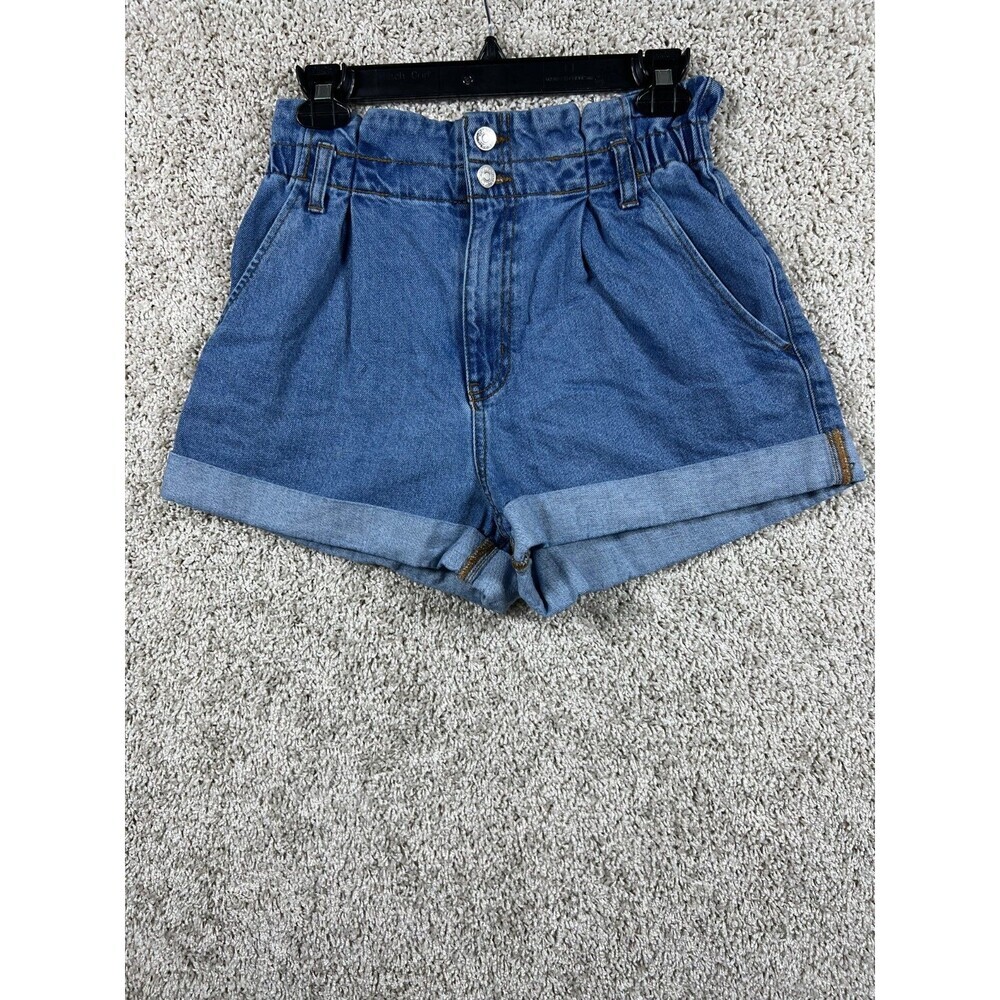Forever21 Jean Shorts Women Blue Denim High Paperbag Waist Casual Bottoms size29